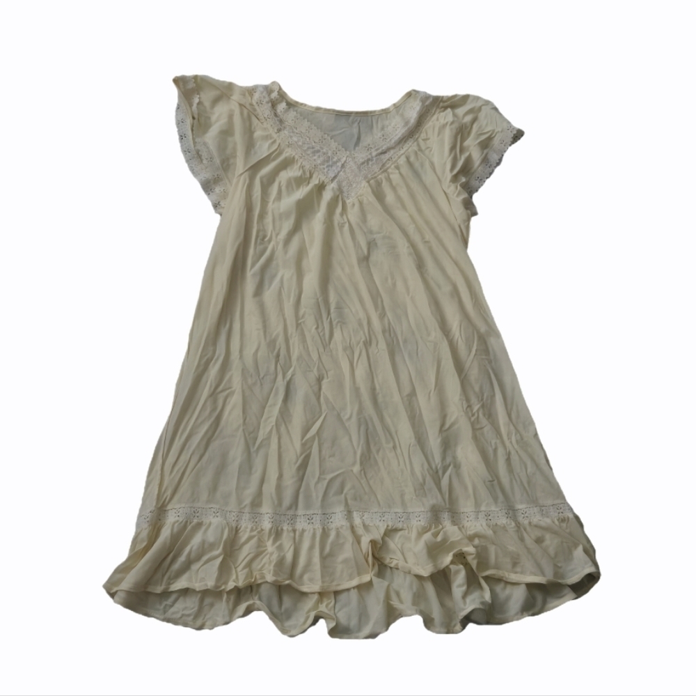 Cream Lace Trim Dress